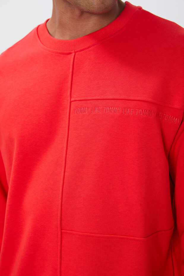 Fiesta Kompakt Pamuklu Kalın Pürüzsüz Dokulu O Yaka Standart Fit Erkek Sweatshirt -88405 - 3