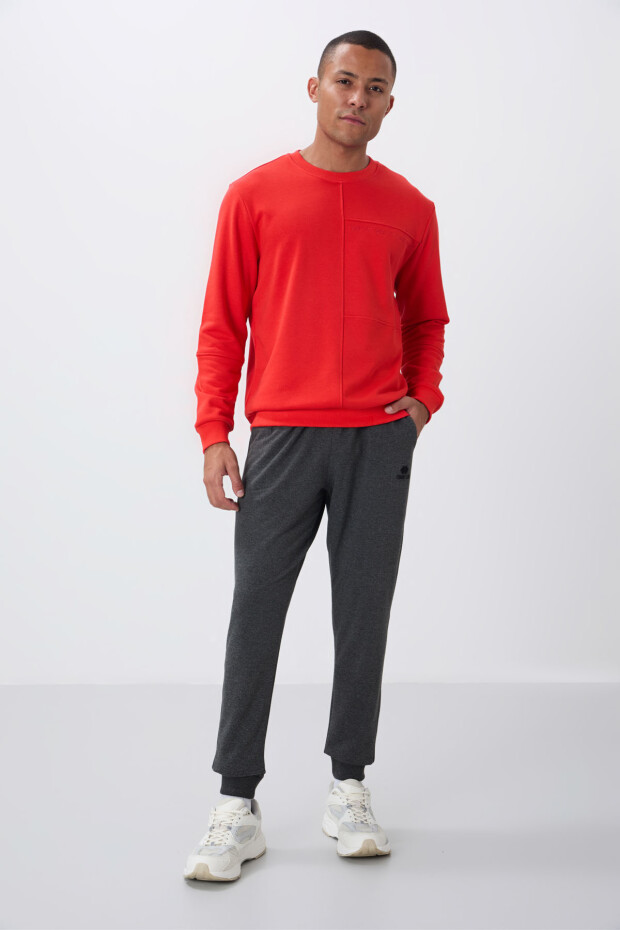 Fiesta Kompakt Pamuklu Kalın Pürüzsüz Dokulu O Yaka Standart Fit Erkek Sweatshirt -88405 - 2