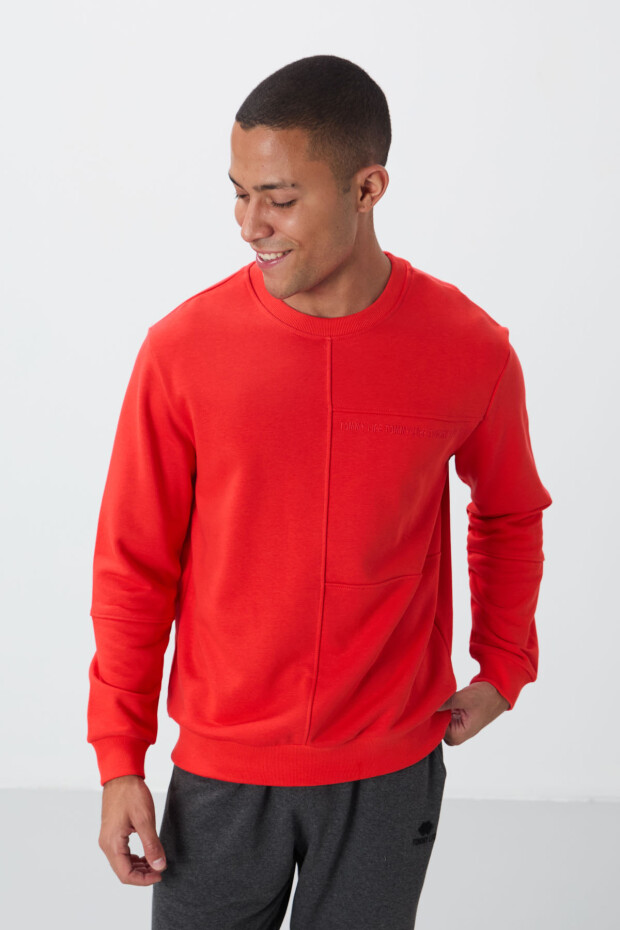 Fiesta Kompakt Pamuklu Kalın Pürüzsüz Dokulu O Yaka Standart Fit Erkek Sweatshirt -88405 - 1