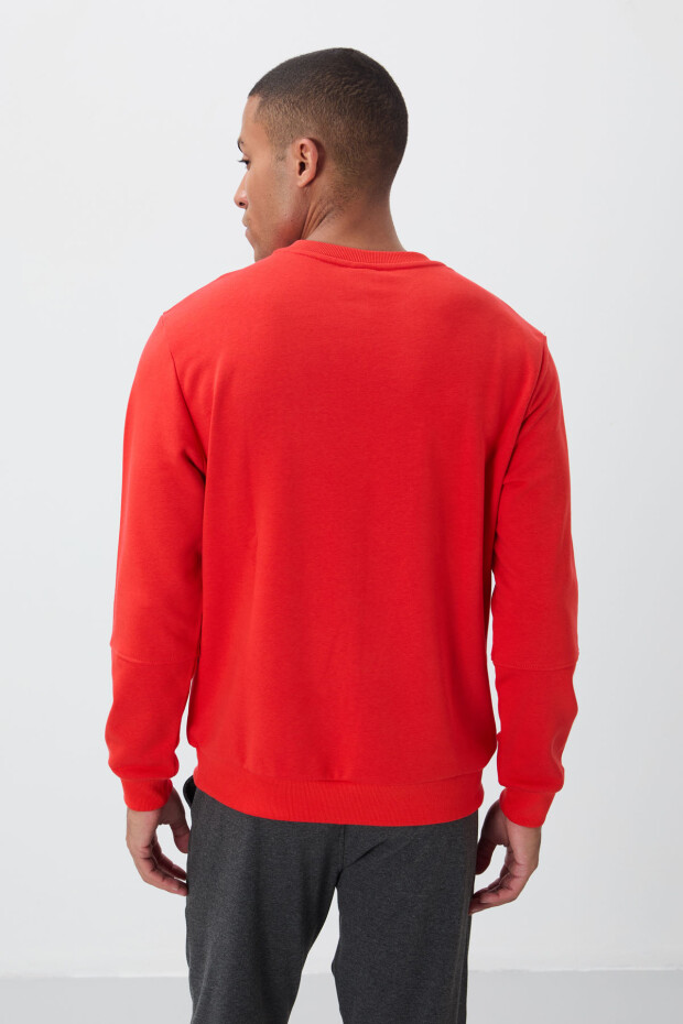Fiesta Kompakt Pamuklu Kalın Pürüzsüz Dokulu O Yaka Standart Fit Erkek Sweatshirt -88405 - 5