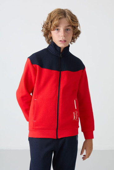 Fiesta-Lacivert Pamuklu Kalın İçi Tüylü Standart Fit Nakışlı Erkek Çocuk Eşofman Takım - 11240 - TOMMYLIFE (1)