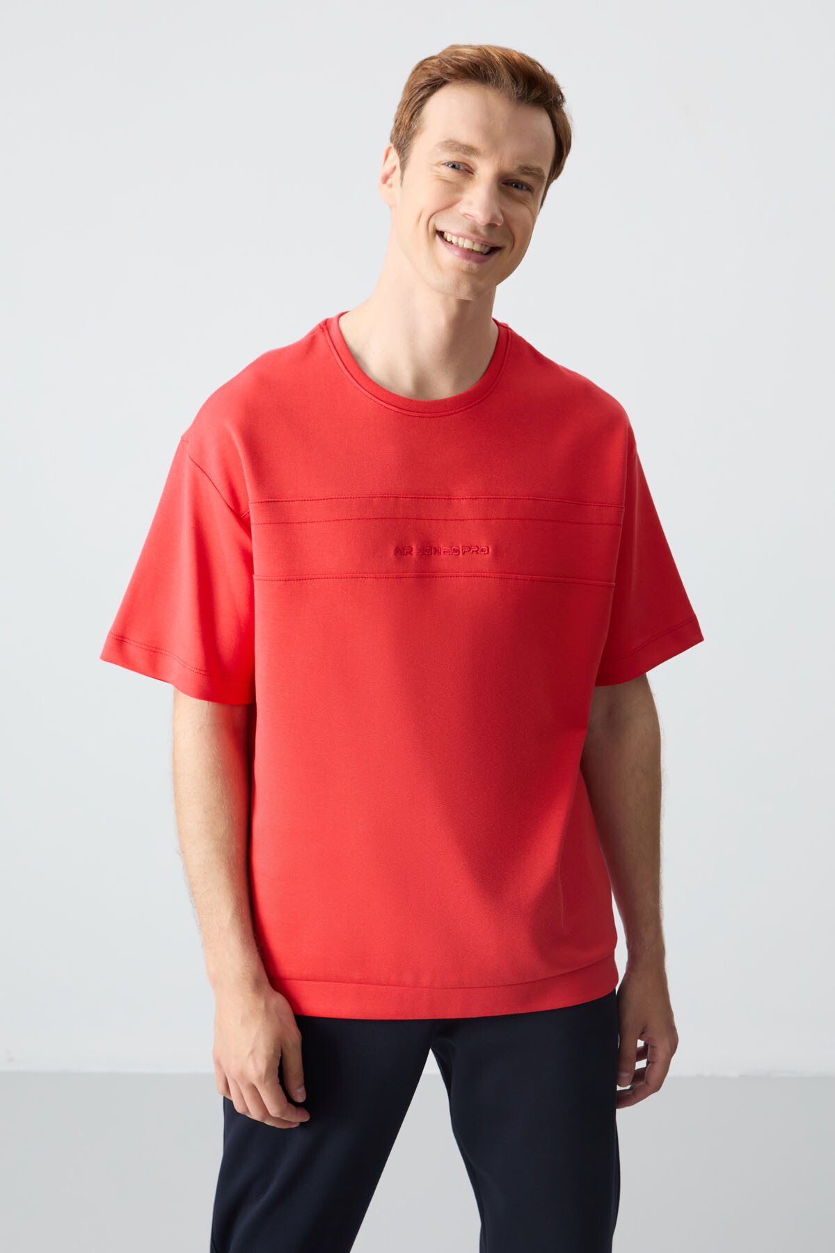 Fiesta Lacivert Pamuklu Kalın Yumuşak Dokulu Oversize Fit Basic Erkek Eşofman Takım - 85261 - Air Jones (1)