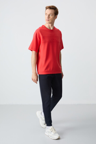 Fiesta Lacivert Pamuklu Kalın Yumuşak Dokulu Oversize Fit Basic Erkek Eşofman Takım - 85261 - Air Jones