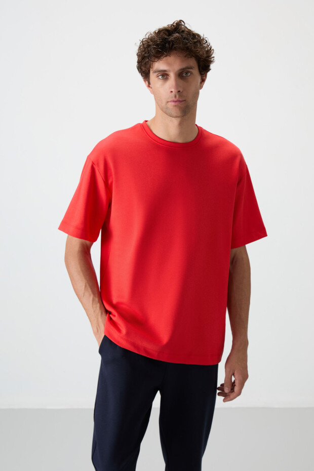 Fiesta - Lacivert Pamuklu Kalın Yumuşak Dokulu Oversize Fit Basic Erkek Eşofman Takım - 85251 - 2