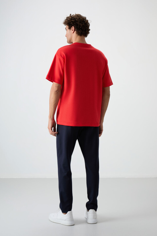 Fiesta - Lacivert Pamuklu Kalın Yumuşak Dokulu Oversize Fit Basic Erkek Eşofman Takım - 85251 - 9