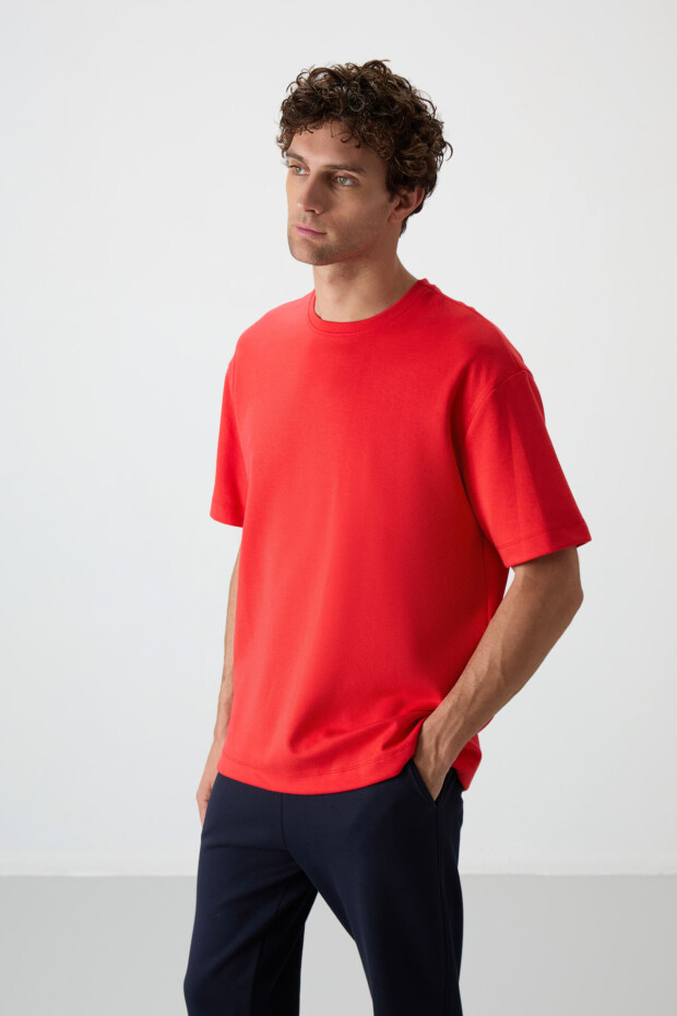 Fiesta - Lacivert Pamuklu Kalın Yumuşak Dokulu Oversize Fit Basic Erkek Eşofman Takım - 85251 - 6