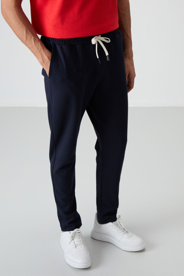 Fiesta - Lacivert Pamuklu Kalın Yumuşak Dokulu Oversize Fit Basic Erkek Eşofman Takım - 85251 - 4