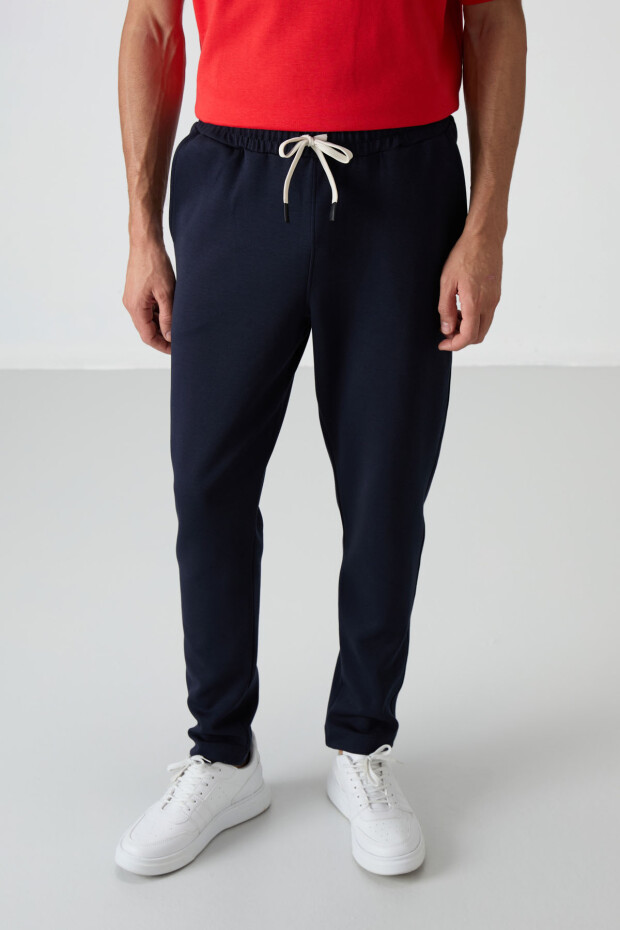 Fiesta - Lacivert Pamuklu Kalın Yumuşak Dokulu Oversize Fit Basic Erkek Eşofman Takım - 85251 - 7