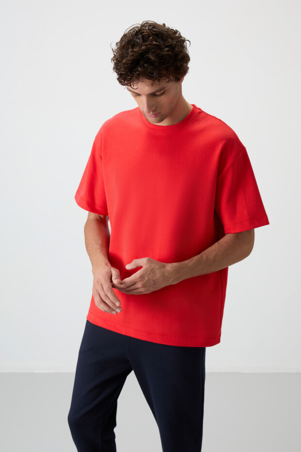 Fiesta - Lacivert Pamuklu Kalın Yumuşak Dokulu Oversize Fit Basic Erkek Eşofman Takım - 85251 - 8