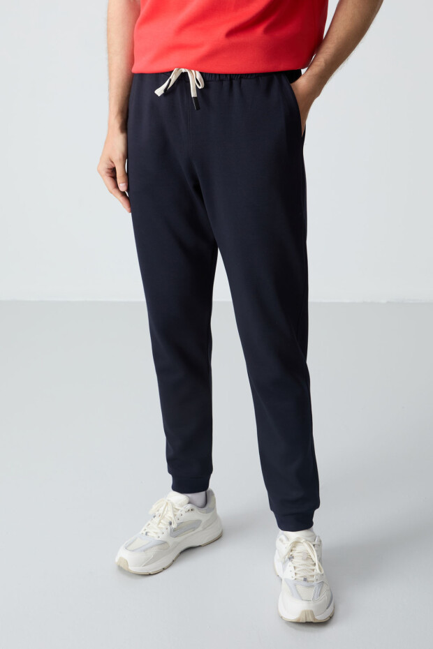 Fiesta Lacivert Pamuklu Kalın Yumuşak Dokulu Oversize Fit Basic Erkek Eşofman Takım - 85261 - 3