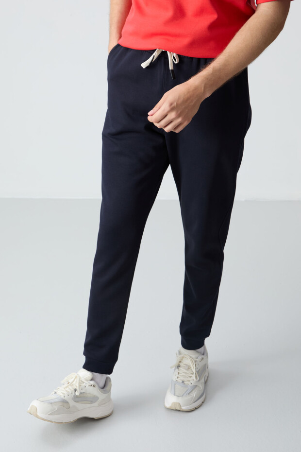 Fiesta Lacivert Pamuklu Kalın Yumuşak Dokulu Oversize Fit Basic Erkek Eşofman Takım - 85261 - 6