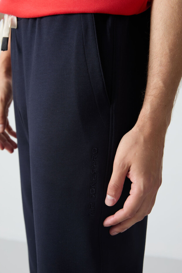 Fiesta Lacivert Pamuklu Kalın Yumuşak Dokulu Oversize Fit Basic Erkek Eşofman Takım - 85261 - 7