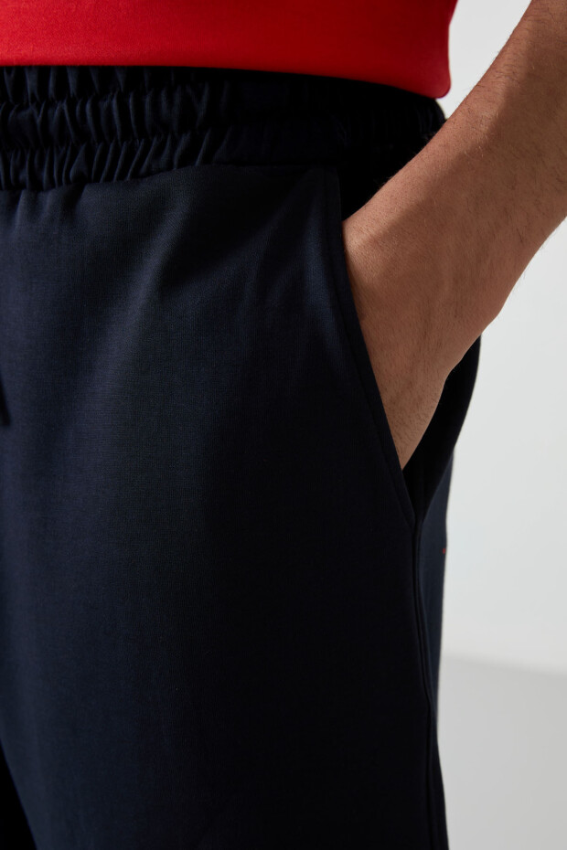 Fiesta - Lacivert Pamuklu Kalın Yumuşak Dokulu Oversize Fit Basic Erkek Şort Takım - 85249 - 7