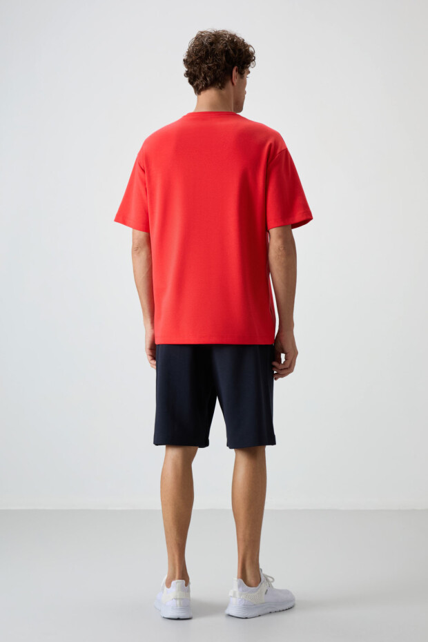 Fiesta - Lacivert Pamuklu Kalın Yumuşak Dokulu Oversize Fit Basic Erkek Şort Takım - 85249 - 8