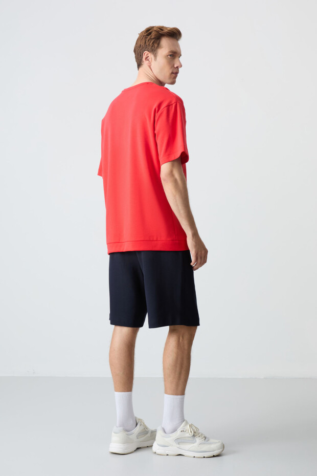 Fiesta Lacivert Pamuklu Kalın Yumuşak Dokulu Oversize Fit Basic Erkek Şort Takım - 85257 - 8