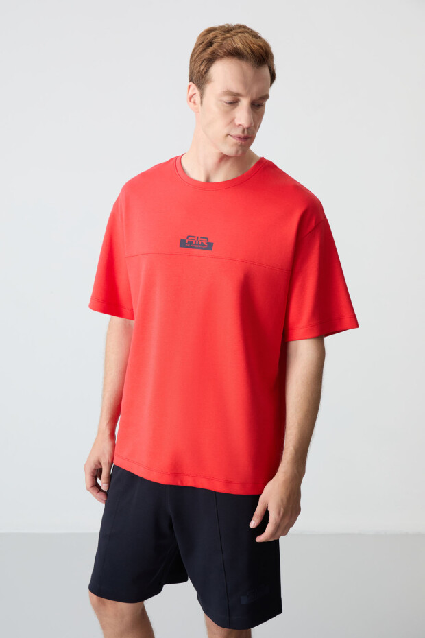 Fiesta - Lacivert Pamuklu Kalın Yumuşak Dokulu Oversize Fit Basic Erkek Şort Takım - 85259 - 6