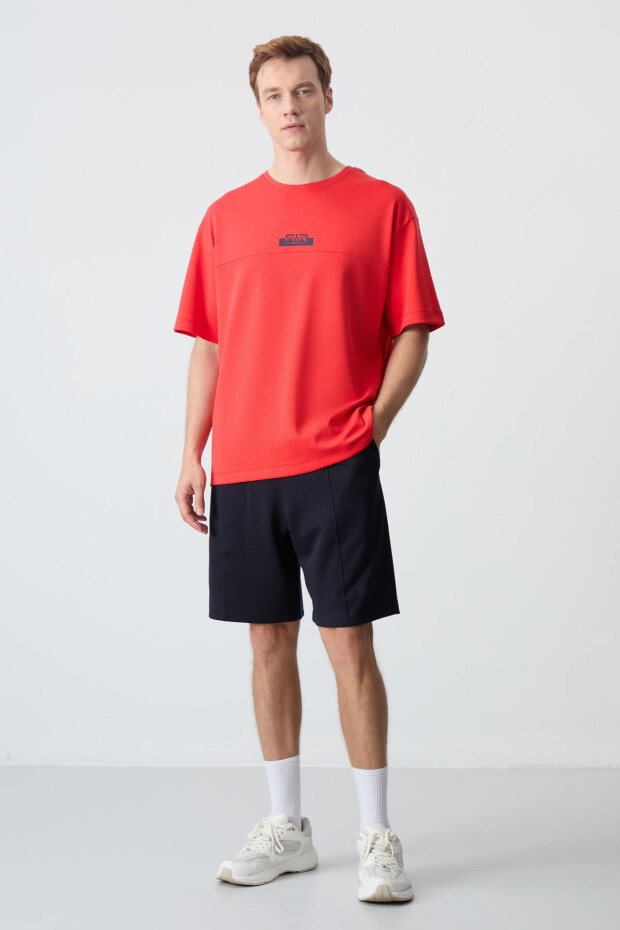 Fiesta - Lacivert Pamuklu Kalın Yumuşak Dokulu Oversize Fit Basic Erkek Şort Takım - 85259 - 8