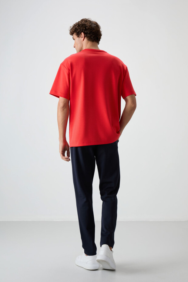 Fiesta - Lacivert Pamuklu Kalın Yumuşak Dokulu Oversize Fit Nakışlı Erkek Eşofman Takım - 85252 - 8