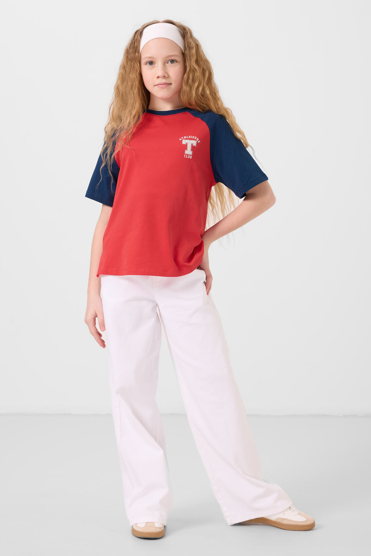Fiesta O Yaka Pamuklu Baskılı Oversize Fit Kız Çocuk T-Shirt - 75179 - TOMMYLIFE (1)
