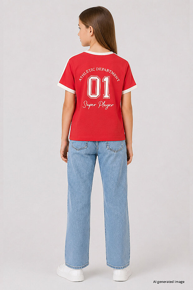 Fiesta Omuz Biye Detaylı Baskılı Kız Çocuk T-Shirt - 75181 - 6