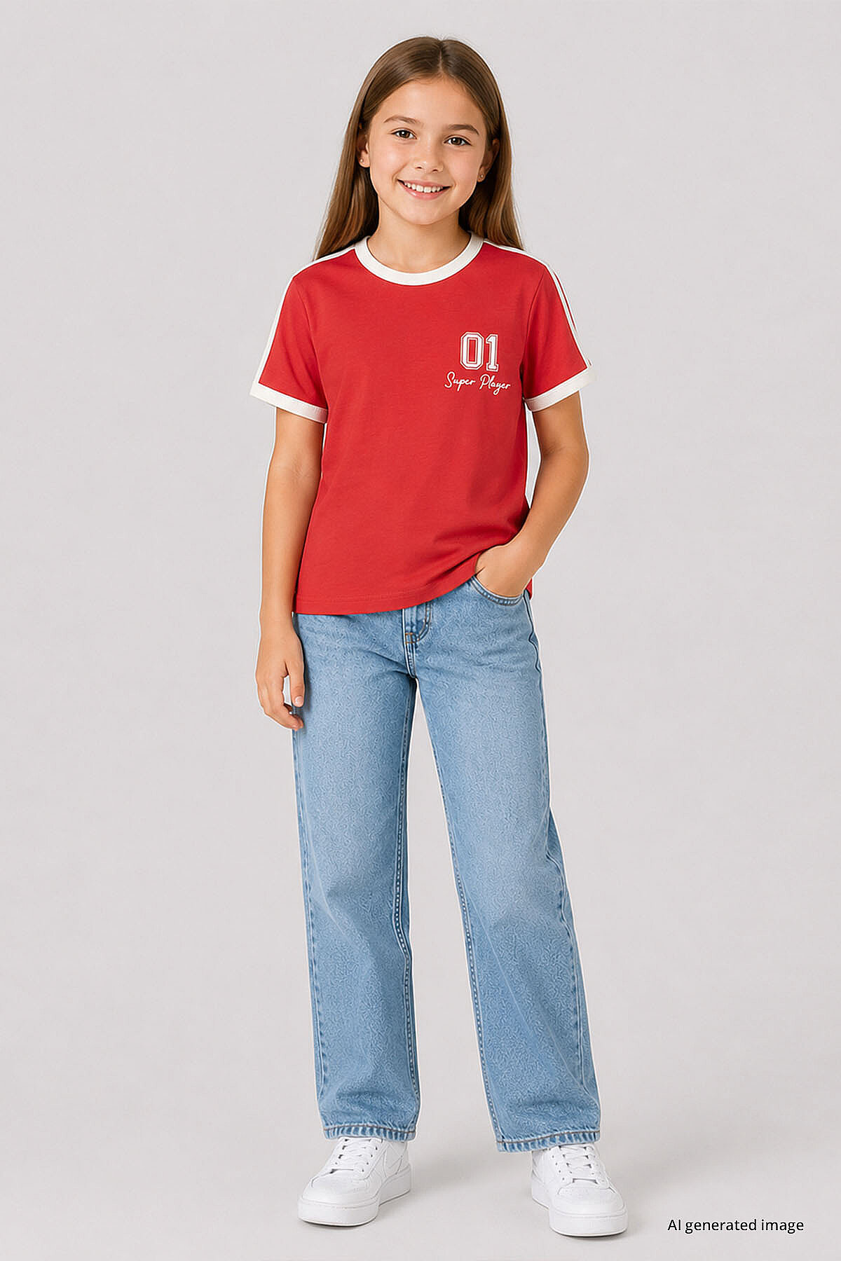 Fiesta Omuz Biye Detaylı Baskılı Kız Çocuk T-Shirt - 75181 - TOMMYLIFE (1)