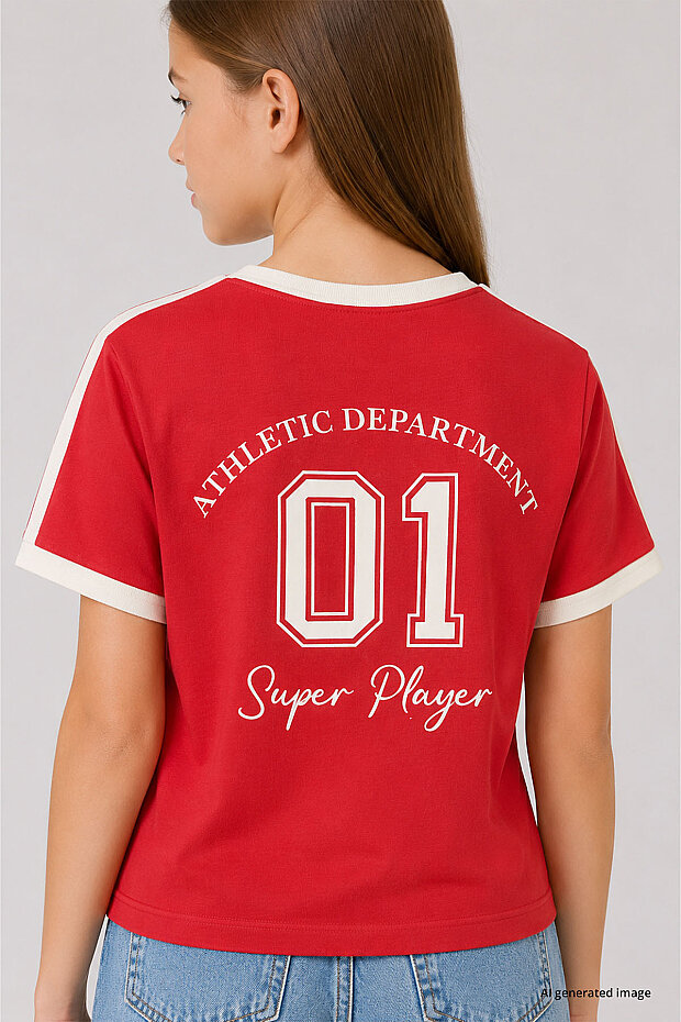 Fiesta Omuz Biye Detaylı Baskılı Kız Çocuk T-Shirt - 75181 - 3