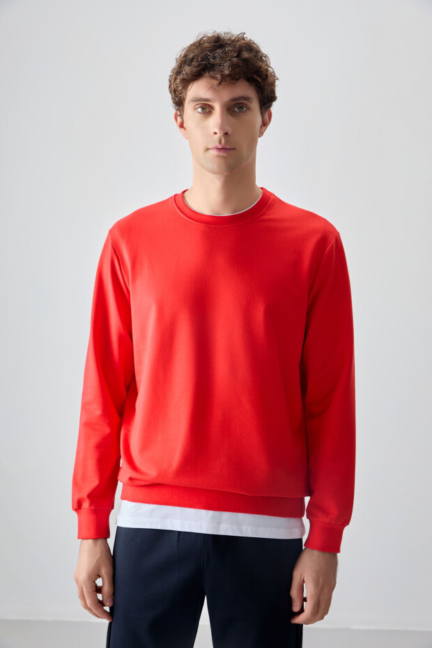 Fiesta Pamuk Yumuşak Dokulu Standart Fit Basic Erkek Sweatshirt - 88363 - 4