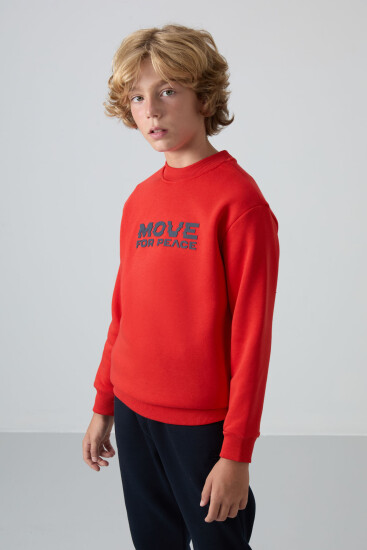 Fiesta Pamuklu Kalın İçi Tüylü Yumuşak Dokulu Standart Fit Baskılı Erkek Çocuk Sweatshirt - 11216 