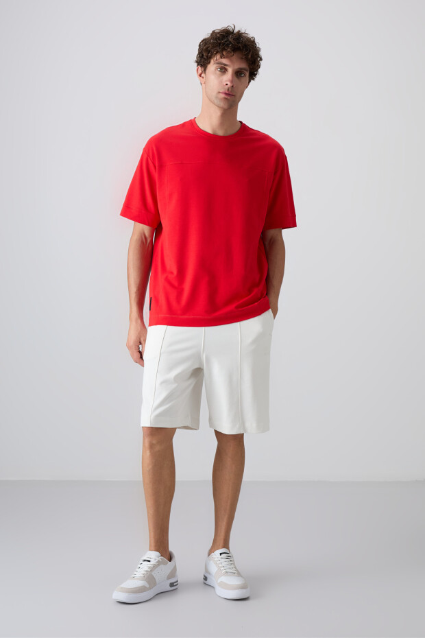 Fiesta Pamuklu Kalın Yumuşak Dokulu Oversize Fit Basic Erkek T-Shirt - 88349 - 3
