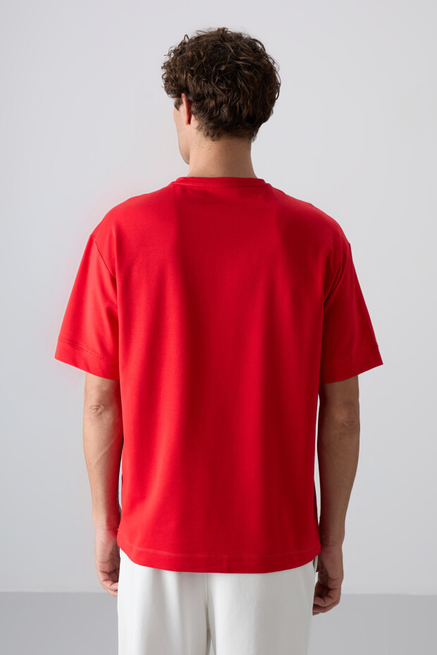 Fiesta Pamuklu Kalın Yumuşak Dokulu Oversize Fit Basic Erkek T-Shirt - 88349 - 6