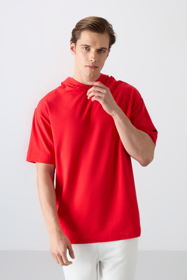 Fiesta Pamuklu Kalın Yumuşak Dokulu Oversize Fit Basic Erkek T-Shirt - 88352 - 4