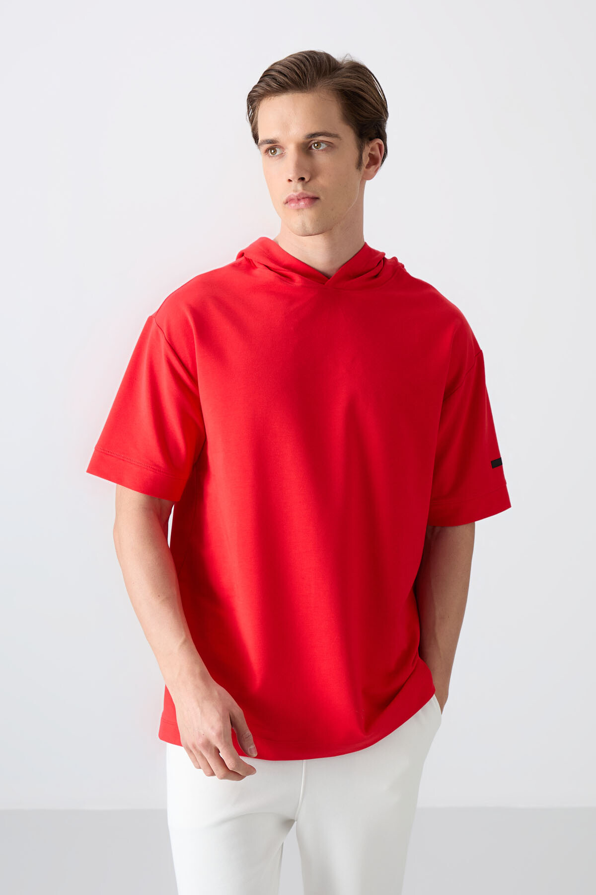 Fiesta Pamuklu Kalın Yumuşak Dokulu Oversize Fit Basic Erkek T-Shirt - 88352 - TOMMYLIFE