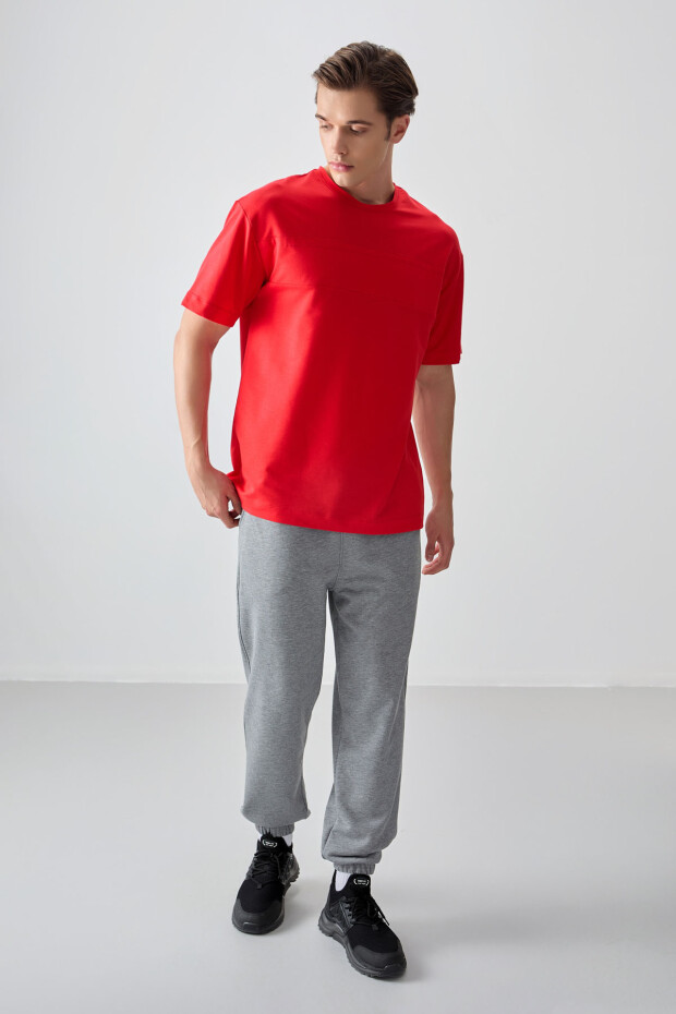 Fiesta Pamuklu Kalın Yumuşak Dokulu Oversize Fit Basic Erkek T-Shirt - 88378 - 3
