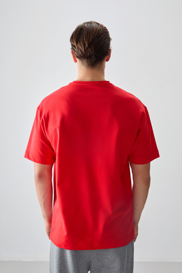 Fiesta Pamuklu Kalın Yumuşak Dokulu Oversize Fit Basic Erkek T-Shirt - 88378 - 5