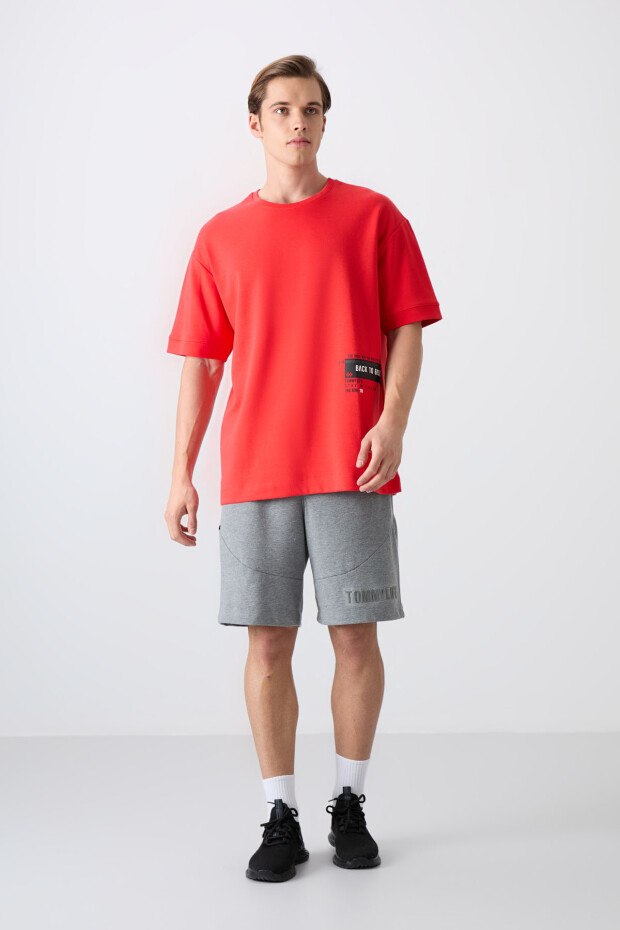 Fiesta Pamuklu Kalın Yumuşak Dokulu Oversize Fit Baskılı Erkek T-Shirt - 88322 - 2