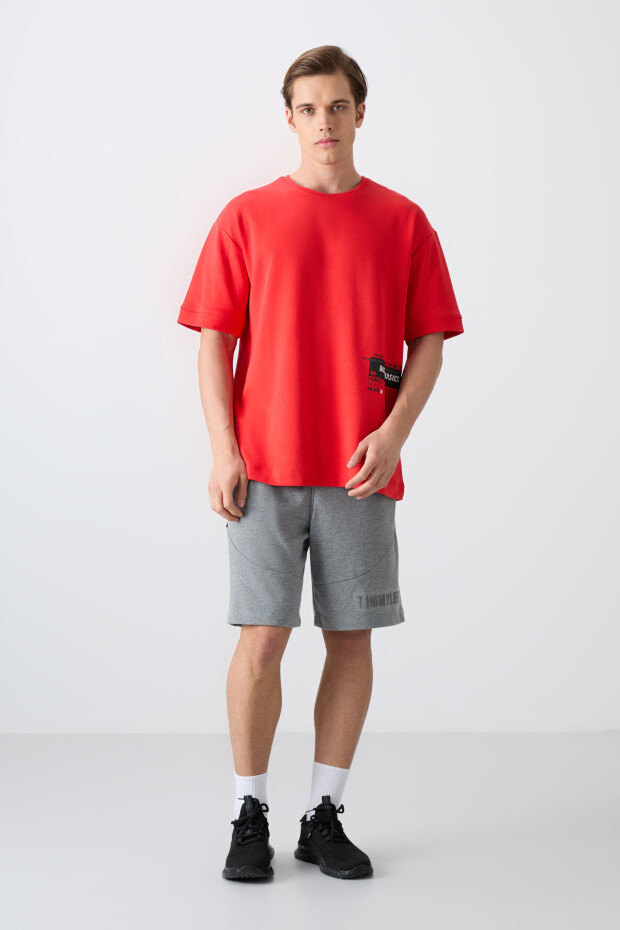 Fiesta Pamuklu Kalın Yumuşak Dokulu Oversize Fit Baskılı Erkek T-Shirt - 88322 - 4