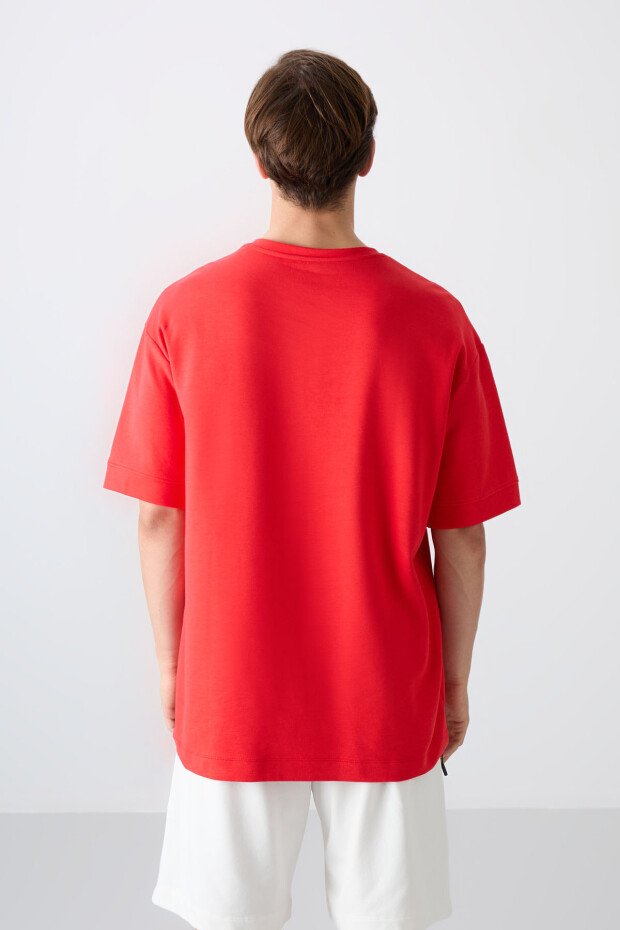Fiesta Pamuklu Kalın Yumuşak Dokulu Oversize Fit Baskılı Erkek T-Shirt - 88323 - 6