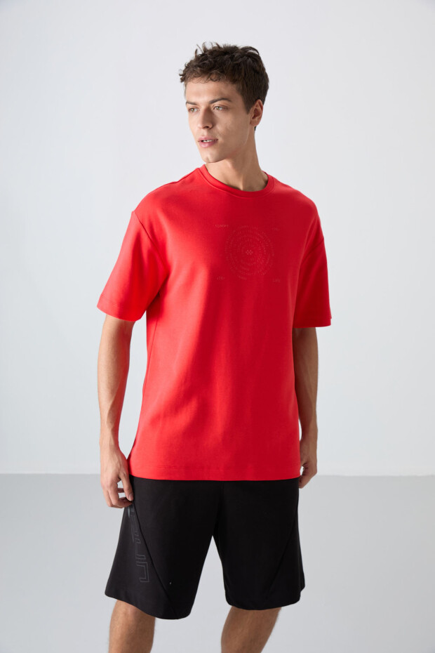 Fiesta Pamuklu Kalın Yumuşak Dokulu Oversize Fit Baskılı Erkek T-Shirt 88324