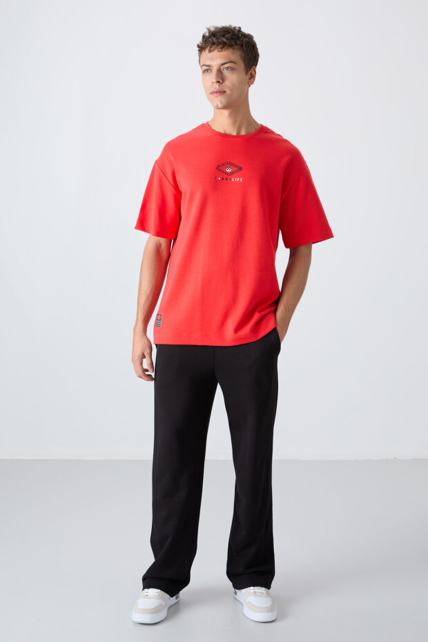 Fiesta Pamuklu Kalın Yumuşak Dokulu Oversize Fit Baskılı Erkek T-Shirt - 88325 - 3