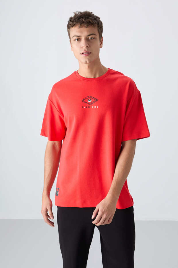 Fiesta Pamuklu Kalın Yumuşak Dokulu Oversize Fit Baskılı Erkek T-Shirt - 88325 - 1