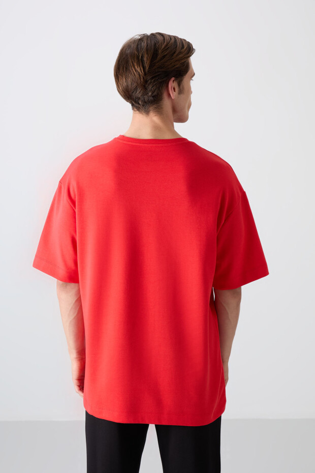 Fiesta Pamuklu Kalın Yumuşak Dokulu Oversize Fit Baskılı Erkek T-Shirt - 88326 - 5