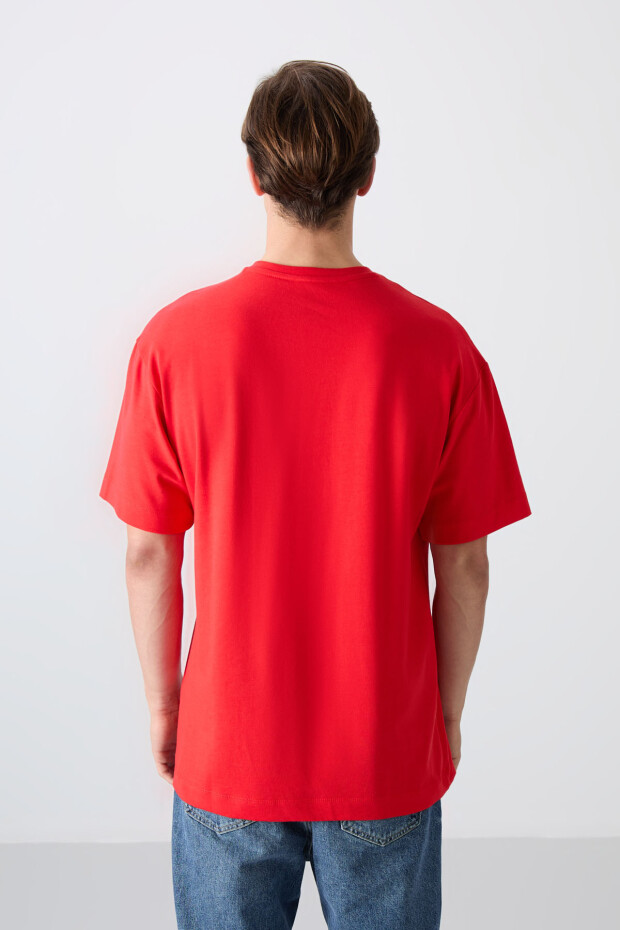Fiesta Pamuklu Kalın Yumuşak Dokulu Oversize Fit Baskılı Erkek T-Shirt - 88328 - 5