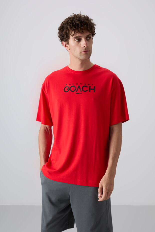 Fiesta Pamuklu Kalın Yumuşak Dokulu Oversize Fit Baskılı Erkek T-Shirt - 88329 - 4