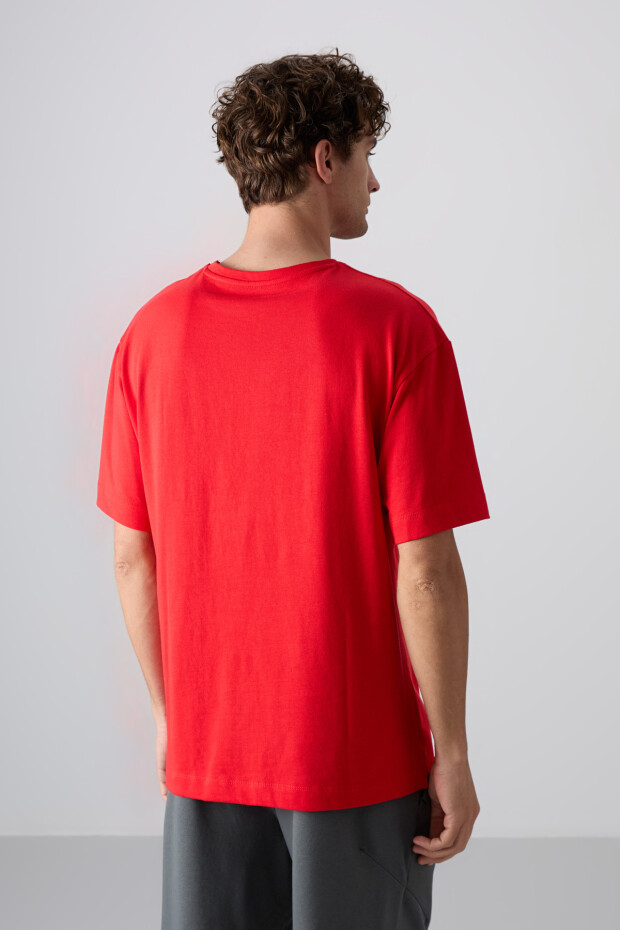 Fiesta Pamuklu Kalın Yumuşak Dokulu Oversize Fit Baskılı Erkek T-Shirt - 88329 - 5