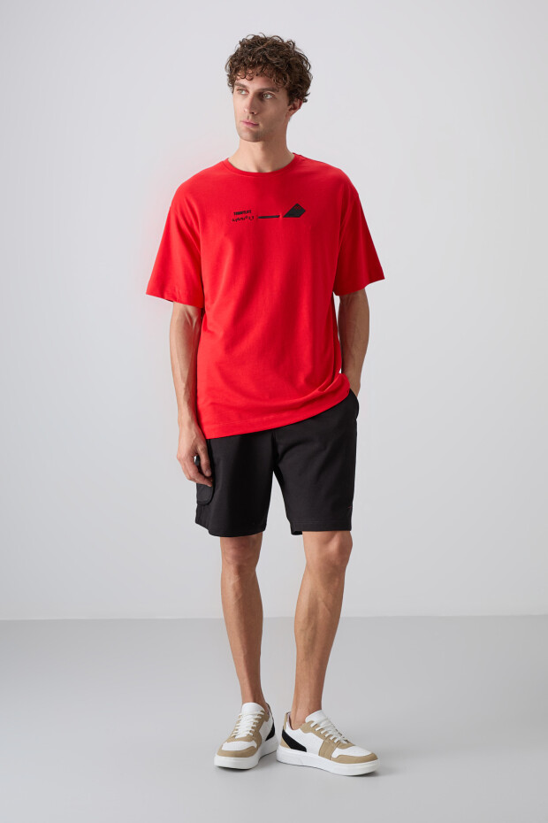 Fiesta Pamuklu Kalın Yumuşak Dokulu Oversize Fit Baskılı Erkek T-Shirt - 88330 - 2