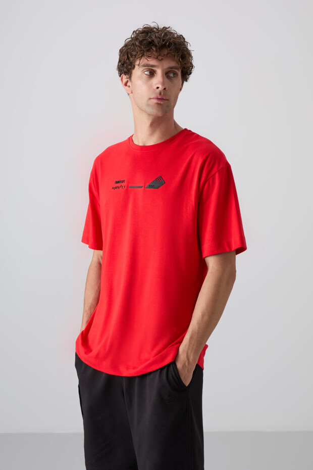 Fiesta Pamuklu Kalın Yumuşak Dokulu Oversize Fit Baskılı Erkek T-Shirt - 88330 - 4