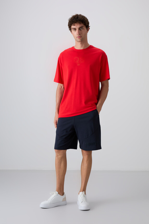 Fiesta Pamuklu Kalın Yumuşak Dokulu Oversize Fit Baskılı Erkek T-Shirt - 88333 - 4