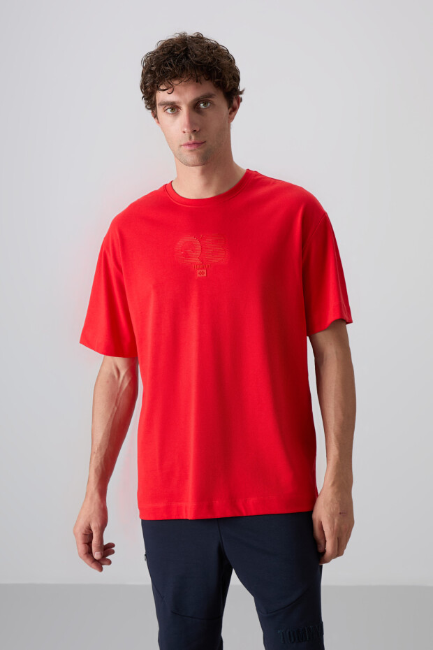 Fiesta Pamuklu Kalın Yumuşak Dokulu Oversize Fit Baskılı Erkek T-Shirt - 88333 - 2