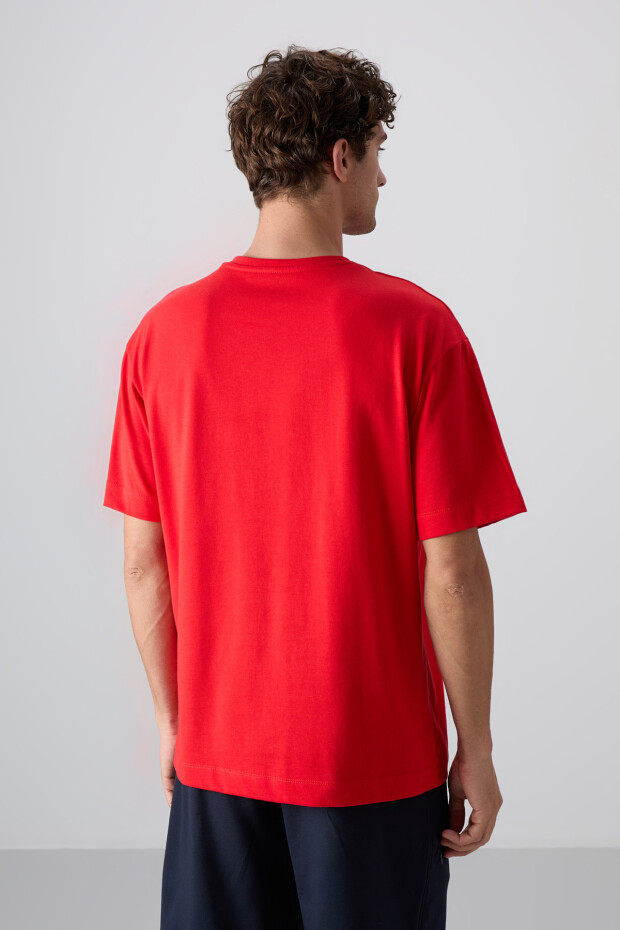 Fiesta Pamuklu Kalın Yumuşak Dokulu Oversize Fit Baskılı Erkek T-Shirt - 88333 - 5