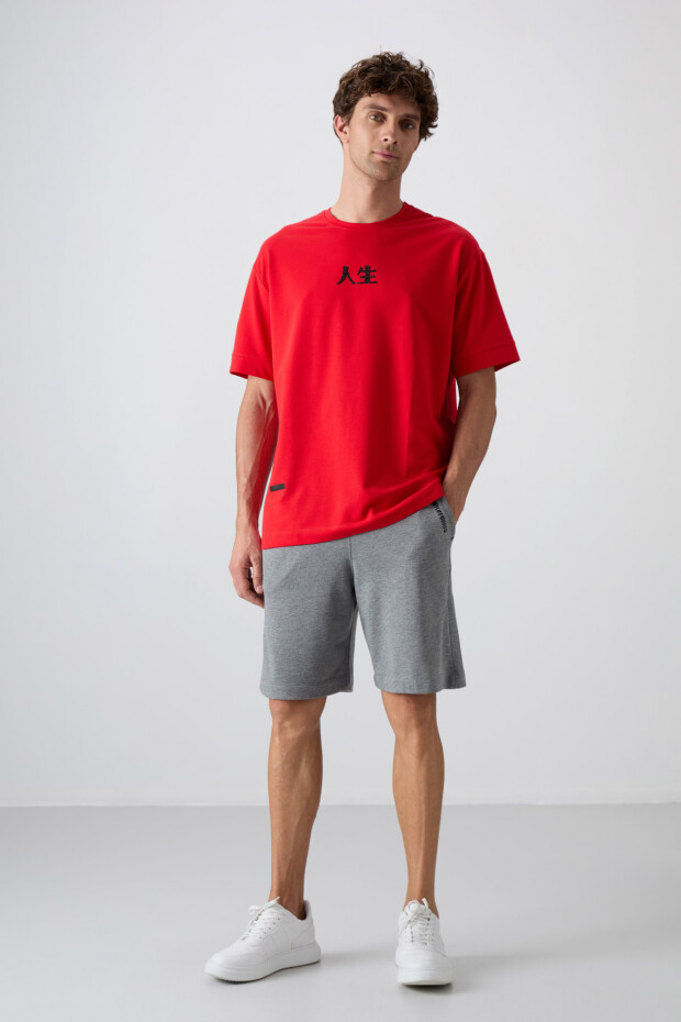 Fiesta Pamuklu Kalın Yumuşak Dokulu Oversize Fit Baskılı Erkek T-Shirt - 88342 - 2